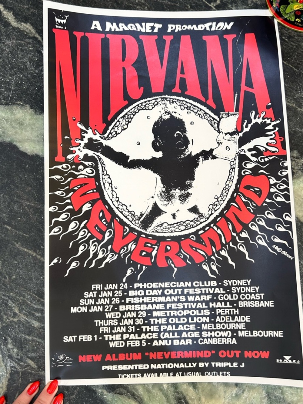 NIRVANA Black, Red & White 'Nevermind' Concert Poster